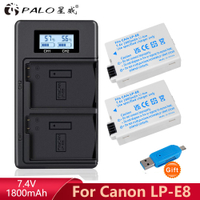 PALO LP-E8 LP E8 LPE8 1800MAh แบตเตอรี่กล้อง LED Dual Charger สำหรับ Canon EOS 550D 600D X4 700D X7i X6i X5 T3i T4i