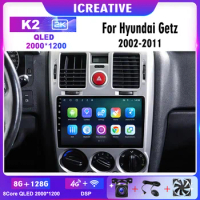 2K QLED 8G 128G HU Car Radio For Hyundai Getz 2002 - 2011 Android 10 Stereo GPS Navi Wireless CarPlay Auto 1280*720 Head Unit