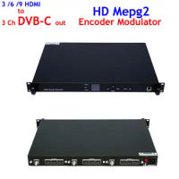 HD to DVB-C modulator 9 Route HD input to 3 Ch DVB-C J.83A/C Rf output 1U Rock 1080P mepge2 encoder modulator SKD1911