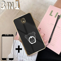 เคสโทรศัพท์ซิลิโคนนิ่มชุบด้วยไฟฟ้า ดีไซน์ 3 in 1 สำหรับ Samsung J7 Pro J7 2017 พร้อมฟิล์มกระจกนิรภัย