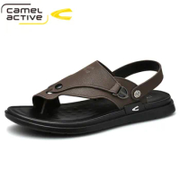 Camel Active 2021 Men Sandals Leather Sandals Men Fashion Comfortable Leisure Buckle Strap Brand Shoes Men Beach Sandals