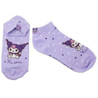 小禮堂 酷洛米 成人棉質短襪 22-24cm (紫點點)