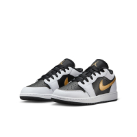 NIKE 休閒鞋 女鞋 大童 運動鞋 AJ 喬丹 AIR JORDAN 1 LOW GS 白黑金 553560-172