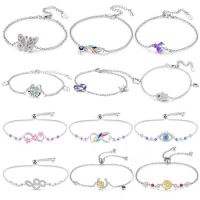 Fashion 925 Silver Tree Of Life Pendant Bracelets For Women Sparkling Zircon Infinity Symbol Bracelet Valentine's Day Jewelry
