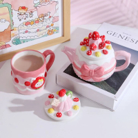 【JEN】手工陶瓷草莓蛋糕單人下午茶壺杯子組
