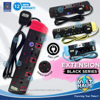 (SIRIM) Extension plug Trailing Socket 3 pin plug Wayar Power Socket Black Series Portable Plug Ext