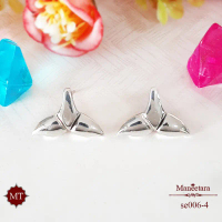 MT ต่างหูเงินแท้ หางวาฬ แบบก้านเสียบ ติดหู Solid 925 Sterling Silver Earrings (se006-4) MT Jewelry ม