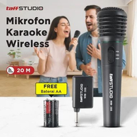 TaffSTUDIO Mikrofon Karaoke Profesional 2 in 1 Wireless Wired 2.4Ghz - WM-308 Hitam