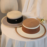 Topi Jerami Jazz, Reka Bentuk Blok Warna, Atas Rata, Untuk Wanita, Sesuai untuk Membeli-belah Musim 