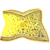 BOUTIQUE MOSCHINO 愛心塗鴉黃色莫代爾羊毛披肩 圍巾(180x70)