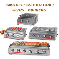 2/3/4/6 Burners Gas Stove BBQ LPG Grill Infrared Ceramic Burner Barbecue Grill Tools for Picnic Party Outdoors Oil-preventing