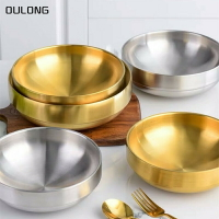 韓國金色不銹鋼冷面碗韓式雙層拌飯碗拉面泡面碗螺螄粉家用大湯碗