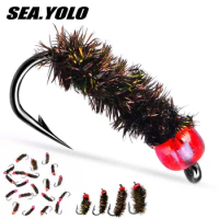 SEA.YOLO Fishhook Fishing Gear Poisonous Insects Sting Flies Biomimetic Bait Hairy Hook Horse Mouth Forcing Mouth Bait