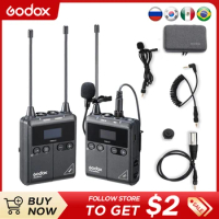 Godox WMicS1 Mic Kit Transmitter Receiver UHF Wireless Microphone System Distance Wireless Up To 100m For Sony Nikon Canon DSLR