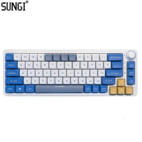 Gateron Switch Real Mechanical Keyboard with RGB Backlight Knob 68 Keys Rechargeable Wireless BT Gaming Mechanical Keyboards 60%