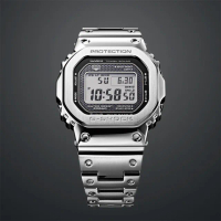 【CASIO 卡西歐】G-SHOCK 全金屬太陽能電波手錶-銀 送禮 禮物 推薦(GMW-B5000D-1)