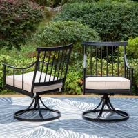 Swivel Patio Chairs Set of 2, Metal Rocker Patio Outdoor Dining Chairs Set with Seat Cushions