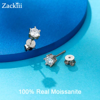 Moissanite Stud Earrings1ct-2ct Lab Diamond Earrings for Women D Color VVS1 Brilliant Round Moissanite 925 Sterling Silver Studs