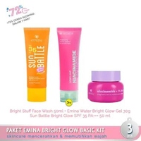 Paket Emina Bright Glow Lengkap - Skincare Remaja Untuk Wajah Cerah Tidak Kusam Bright Stuff Basic K