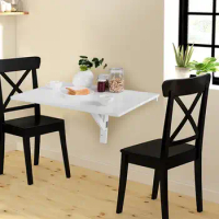 White Wall-Mounted Drop-Leaf Table Folding Kitchen Dining Table Desk Space Saver