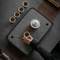 烏金石茶盤家用輕奢現代石盤茶托功夫茶具排水茶臺茶海簡易干泡臺
