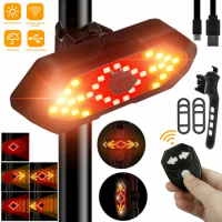 Bike Tail Light with Turn Signals Wireless Remote Control Led Bicycle Rear Light USB Rechargeable Safety Warning Cycling Lights