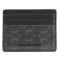 【Michael Kors】經典圓標MK印花拼接信用卡名片夾隨身卡(黑)