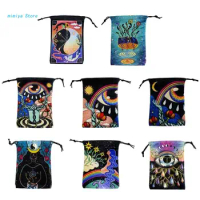 Colorful-Altar Tarot Card Storage Bag Printed Dices Bag Tarot Card Holder Jewelry Pouch Velvet-Drawstring Gift Bag