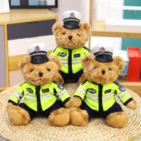 警察小熊公仔騎鐵小熊警官制服騎行反光服交通小熊網紅交警小熊