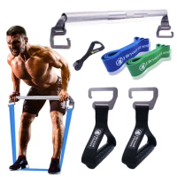 Portable Heavy Duty Resistance Band Exercise Bar Kit Large Size Hook Home Gym Squat Pilates Back Strengthen Training Equipment