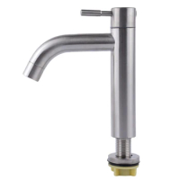 Steel Silver Unique Cold Sink Stopcock Shower Room Counter Basin Faucet Mixer Taps Single Lever Hole Basin