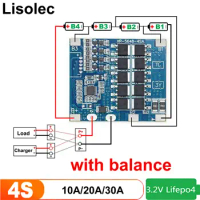 Lifepo4 4S BMS with Balanceing Protection Plates 10A 20A 30A Charge Protective Circuit 18650 21700 Battery Charging Module PCB