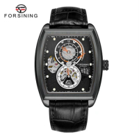 Forsining watches leisure square hollow through mechanical watch automatic mechanical watch men's watch belt mechanical watch