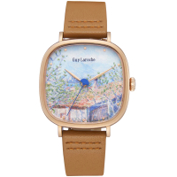 【姬龍雪Guy Laroche Timepieces】藝術系列腕錶-莫內(GA1002GH-02 方形x玫瑰金殼)