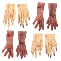 Halloween Scary Devil Zombie Gloves Bloody Hand Horror Cosplay Costume Accessory