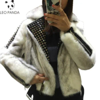 Superior quality Real Fur Coat 2019 Winter Real Mink Fur Coat Women Fashion Luxury Mink Fur Coat For Female with rivet design