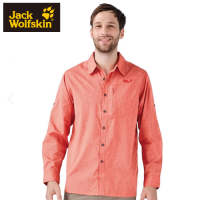 【Jack Wolfskin 飛狼】男 長袖排汗襯衫『橘色』