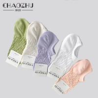 CHAOZHU 2 Pairs Women Ankle Socks Sweet Twist Solid Colors Spring Summer 100% Cotton High Quality Low Cut Invisible Sock Girls