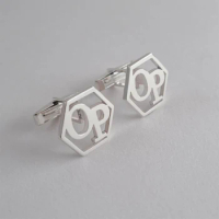 Personalized Hexagonal Letter Cufflinks, Men's Logo Name Cufflinks, Blazer White Collar Shirt Buttons, Wedding Jewelry For Groom