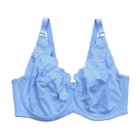 Womens Underwear Full Coverage Bras Plus Size Brassiere Embroidery No-padded Underwire Bralette 36