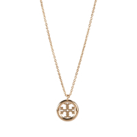 TORY BURCH MILLER 雙T LOGO圓標吊飾項鍊-金