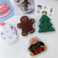 Korean Cute Christmas For Magsafe Magnetic Phone Griptok Grip Tok Stand For iPhone Gingerbread Man Foldable Holder Bracket Gift