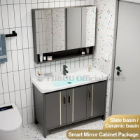 Wall-mounted Bathroom Cabinet with Mirror Simple Bathroom Dressing Storage Cabinet with Ceramic Washbasin Bathroom Furniture Set