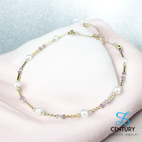 【世紀白金】18K金天然珍珠粉色剛玉手鍊