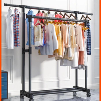 Drying rack floor-to-ceiling bedroom telescopicindoor simple clothes hanging balcony mobile household drying clothes quilt