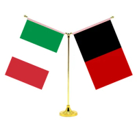 14x21cm Mini Italian Regional Flag Table Desk Stand Set Two Flags Of Italy With Valle d'Aosta