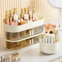 Cosmetic Organizer Large Capacity Cosmetic Storage Box Countertop Cosmetic Box Rotatable Adjustable Cosmetic Storage Box