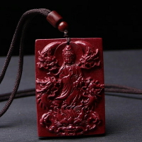 天然原礦朱砂降龍觀音吊墜高含量紫金砂九龍觀音菩薩護身符掛件飾