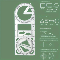 1Pc Math Multi-Function Drawing Ruler, Geometric Ruler Functional Ruler Triangle Ruler Protractor