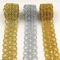 50Meters 2018 High Quality Centipede Braids Ribbon Sewing Materials Gold Silver Lace Ribbon Trims Braided For Costume Decoration